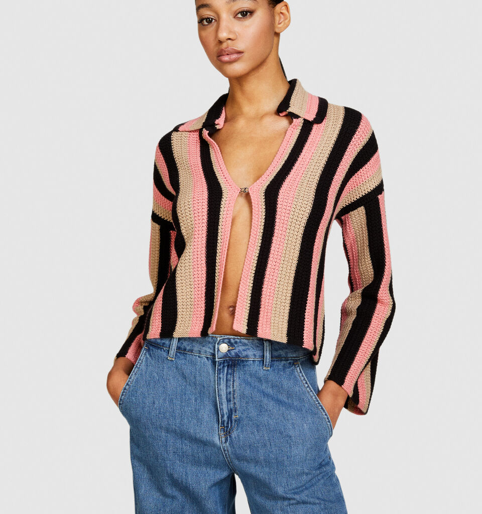 Multicolor striped cardigan - women's cardigans - Multi-color | Sisley image number 4